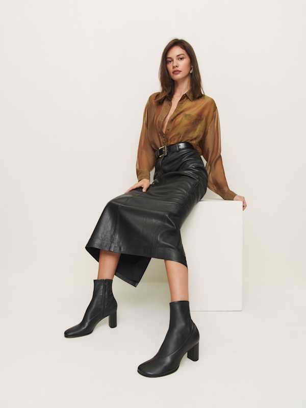 Presley Ankle Boot - Black Stretch Leather